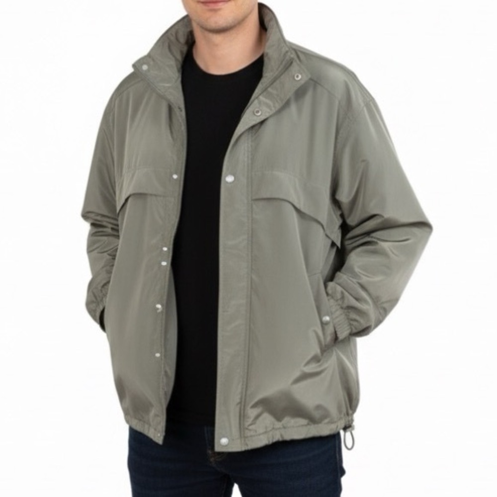 3/25$ (Mix&Match) Retreat Olive Green Lightweight Zipper Snap Jacket, Size XL